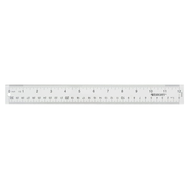 Clear Plastic Ruler Imperial and Metric Display 20 cm Westcott 8 Inch
